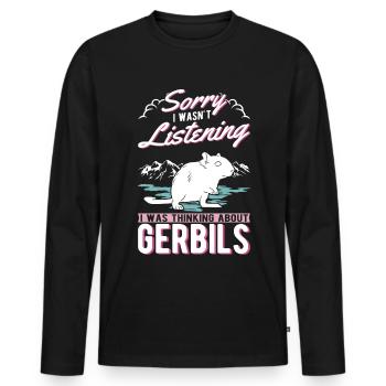 Gerbille Cadeau Rat de course mongol Gerbille - T-shirt manches longues Premium bio Homme - noir - Devant - Nico (187cm)