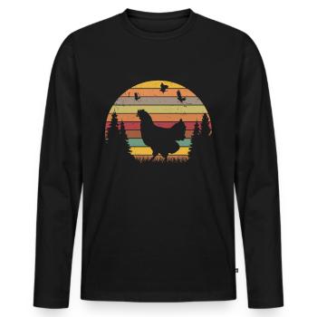 Poulet Rétro Poulet Vintage - T-shirt manches longues Premium bio Homme - noir - Devant - Nico (187cm)