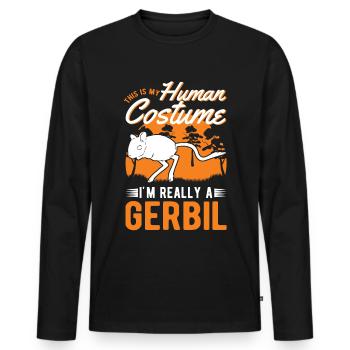 Gerbil Human Costume Rennmaus - Men's Premium Organic Long Sleeve Shirt - black - Front - Nico (187cm)