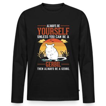 Gerbil Gift Racing Rat Gerbil - Men's Premium Organic Long Sleeve Shirt - black - Front - Nico (187cm)