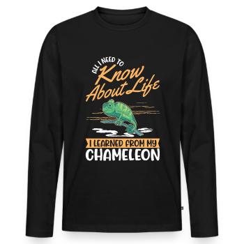 Caméléon Cadeau Caméléon - T-shirt manches longues Premium bio Homme - noir - Devant - Nico (187cm)