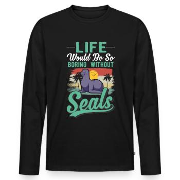 Cadeau de phoque Phoque Lion de mer - T-shirt manches longues Premium bio Homme - noir - Devant - Nico (187cm)