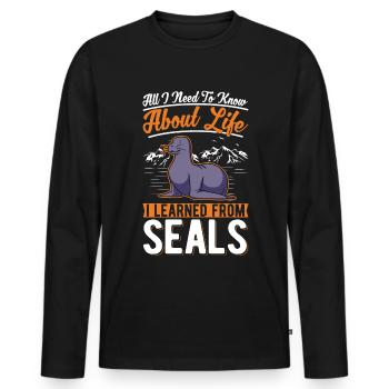 seal, sea lion, seal - Men's Premium Organic Long Sleeve Shirt - black - Front - Nico (187cm)