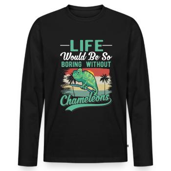 Caméléon Cadeau Caméléon - T-shirt manches longues Premium bio Homme - noir - Devant - Nico (187cm)