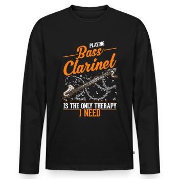 Clarinette basse Thérapie Clarinettiste basse - T-shirt manches longues Premium bio Homme - noir - Devant - Nico (187cm)