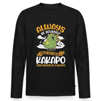 Always be yourself Kakapo - Men's Premium Organic Long Sleeve Shirt - black - Front - Nico (187cm)