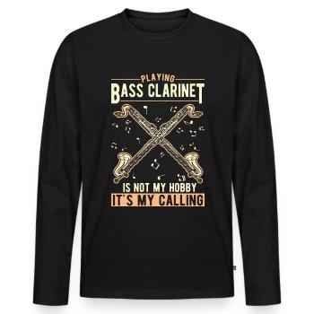 Clarinette basse Clarinettiste basse amateur - T-shirt manches longues Premium bio Homme - noir - Devant - Nico (187cm)