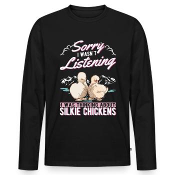 Silk Chicken Cadeau Silkie Chicken Silkie Chicken - T-shirt manches longues Premium bio Homme - noir - Devant - Nico (187cm)