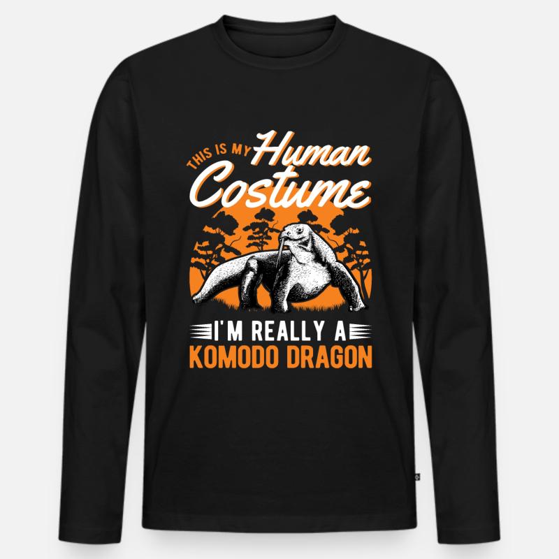 Komodowaran Human Costume Waran - Männer Premium Bio Langarmshirt - Schwarz