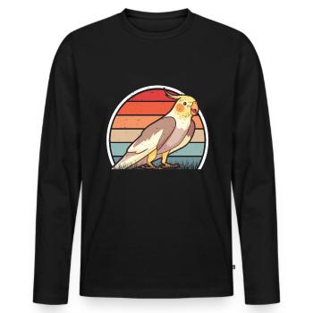 Budgie Retro Welli Vintage - T-shirt manches longues Premium bio Homme - noir - Devant - Nico (187cm)