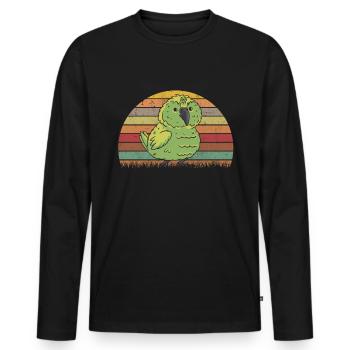 Kakapo Retro Nachtpapagei Vintage - Männer Premium Bio Langarmshirt - Schwarz - Vorne - Nico (187cm)