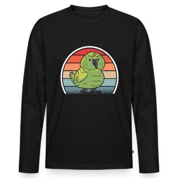 Kakapo Retro Nachtpapagei Vintage - Männer Premium Bio Langarmshirt - Schwarz - Vorne - Nico (187cm)