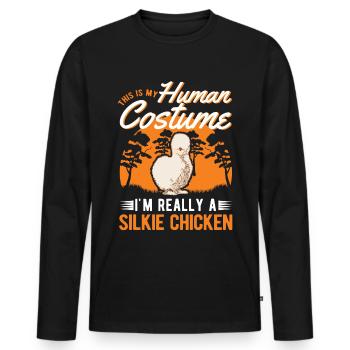 Silk Chicken Halloween Silkie Chicken - Men's Premium Organic Long Sleeve Shirt - black - Front - Nico (187cm)