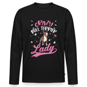 Crazy Bull Terrier Mme Bull Terrier - T-shirt manches longues Premium bio Homme - noir - Devant - Nico (187cm)
