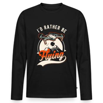 I'd rather be flying drone drone pilot - Men's Premium Organic Long Sleeve Shirt - black - Front - Nico (187cm)