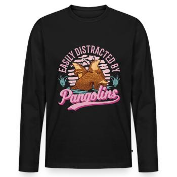 Easily distracted by Pangolins - Men's Premium Organic Long Sleeve Shirt - black - Front - Nico (187cm)