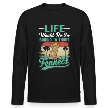 Fennek Geschenk Fennec Wüstenfuchs - Männer Premium Bio Langarmshirt - Schwarz - Vorne - Nico (187cm)