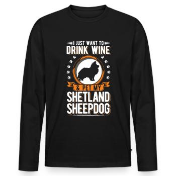 Shetland Sheepdog und Wein Sheltie - Männer Premium Bio Langarmshirt - Schwarz - Vorne - Nico (187cm)