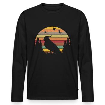Budgie Retro Welli Vintage - T-shirt manches longues Premium bio Homme - noir - Devant - Nico (187cm)