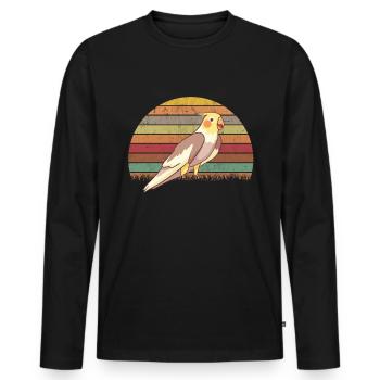 Budgie Retro Welli Vintage - T-shirt manches longues Premium bio Homme - noir - Devant - Nico (187cm)