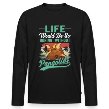 Pangolin Cadeau Pangolin - T-shirt manches longues Premium bio Homme - noir - Devant - Nico (187cm)