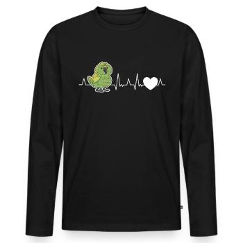 Kakapo Heartbeat Night Parrot - Men's Premium Organic Long Sleeve Shirt - black - Front - Nico (187cm)