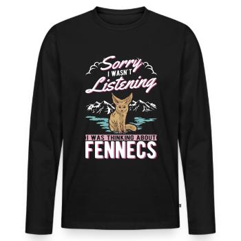 Fennek Geschenk Wüstenfuchs Fennec - Männer Premium Bio Langarmshirt - Schwarz - Vorne - Nico (187cm)