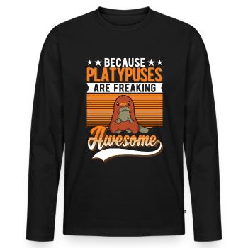 Ornithorynque Cadeau Ornithorynque - T-shirt manches longues Premium bio Homme - noir - Devant - Nico (187cm)