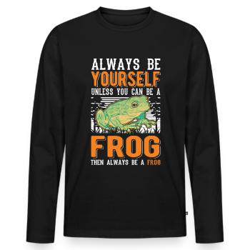 Always be yourself Frog Frosch - Männer Premium Bio Langarmshirt - Schwarz - Vorne - Nico (187cm)