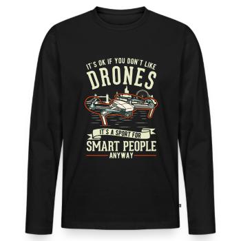 Drone Pilot Gift Drone Quadcopter - Men's Premium Organic Long Sleeve Shirt - black - Front - Nico (187cm)
