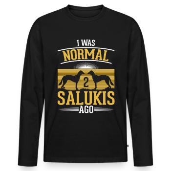 Saluki Chien Lévrier Perse - T-shirt manches longues Premium bio Homme - noir - Devant - Nico (187cm)