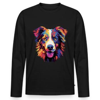 Australian Shepherd Colorful Aussie - Männer Premium Bio Langarmshirt - Schwarz - Vorne - Nico (187cm)