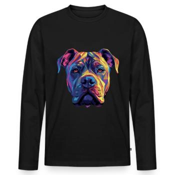 Cane Corso coloré Presa Canario - T-shirt manches longues Premium bio Homme - noir - Devant - Nico (187cm)