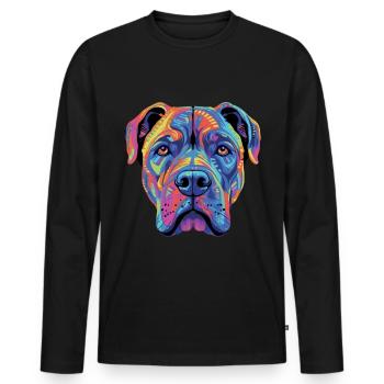 Cane Corso coloré Presa Canario - T-shirt manches longues Premium bio Homme - noir - Devant - Nico (187cm)