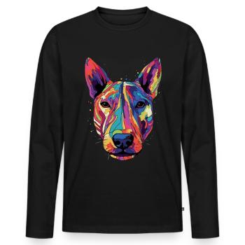 Bull Terrier Color Miniature Bull Terrier - Men's Premium Organic Long Sleeve Shirt - black - Front - Nico (187cm)