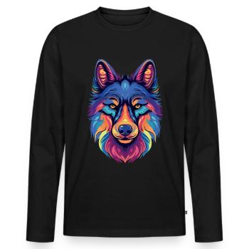 Sibirischer Husky Geschenk - Männer Premium Bio Langarmshirt - Schwarz - Vorne - Nico (187cm)
