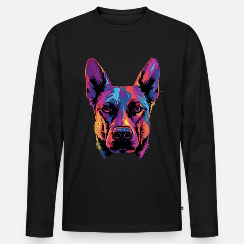 Malinois Belgischer Schäferhund - Männer Premium Bio Langarmshirt - Schwarz