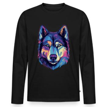 Cadeau Husky Sibérien - T-shirt manches longues Premium bio Homme - noir - Devant - Nico (187cm)