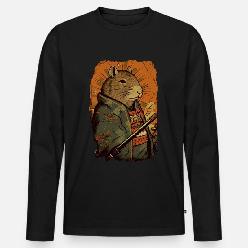 Capybara Samurai Wasserschwein - Männer Premium Bio Langarmshirt - Schwarz