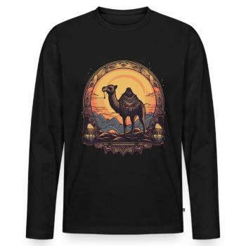 Kamel Retro Großkamel Ägypten - Männer Premium Bio Langarmshirt - Schwarz - Vorne - Nico (187cm)