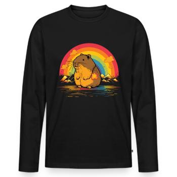 Capybara capybara arc-en-ciel - T-shirt manches longues Premium bio Homme - noir - Devant - Nico (187cm)