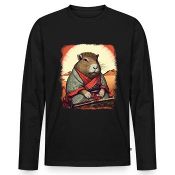 Capybara Samurai Wasserschwein - Men's Premium Organic Long Sleeve Shirt - black - Front - Nico (187cm)