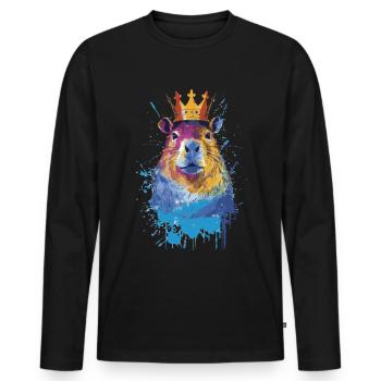 Capybara avec couronne capybara - T-shirt manches longues Premium bio Homme - noir - Devant - Nico (187cm)