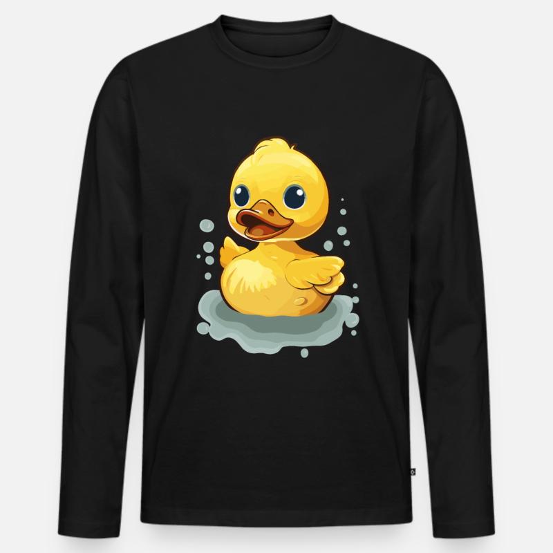Gelbe Gummiente Badeente - Männer Premium Bio Langarmshirt - Schwarz