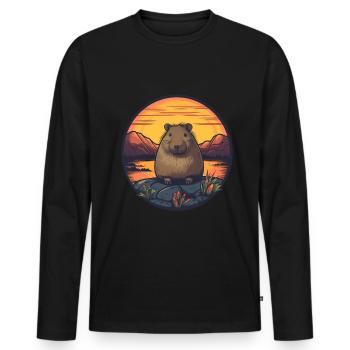 Capybara Cadeau Capybara - T-shirt manches longues Premium bio Homme - noir - Devant - Nico (187cm)