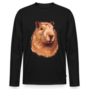 Capybara in Nature Wasserschwein - Männer Premium Bio Langarmshirt - Schwarz - Vorne - Nico (187cm)