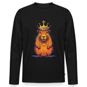 Capybara avec capybara couronne - T-shirt manches longues Premium bio Homme - noir - Devant - Nico (187cm)