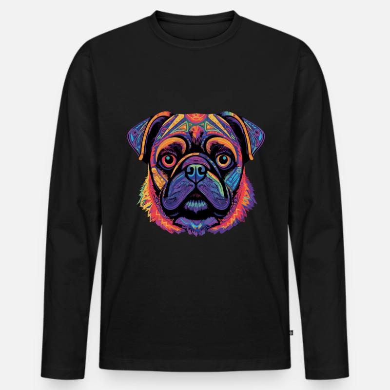 Mops Geschenk - Männer Premium Bio Langarmshirt - Schwarz