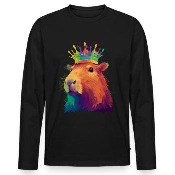 Capybara avec capybara couronne - T-shirt manches longues Premium bio Homme - noir - Devant - Nico (187cm)