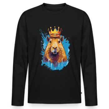 Capybara avec capybara couronne - T-shirt manches longues Premium bio Homme - noir - Devant - Nico (187cm)